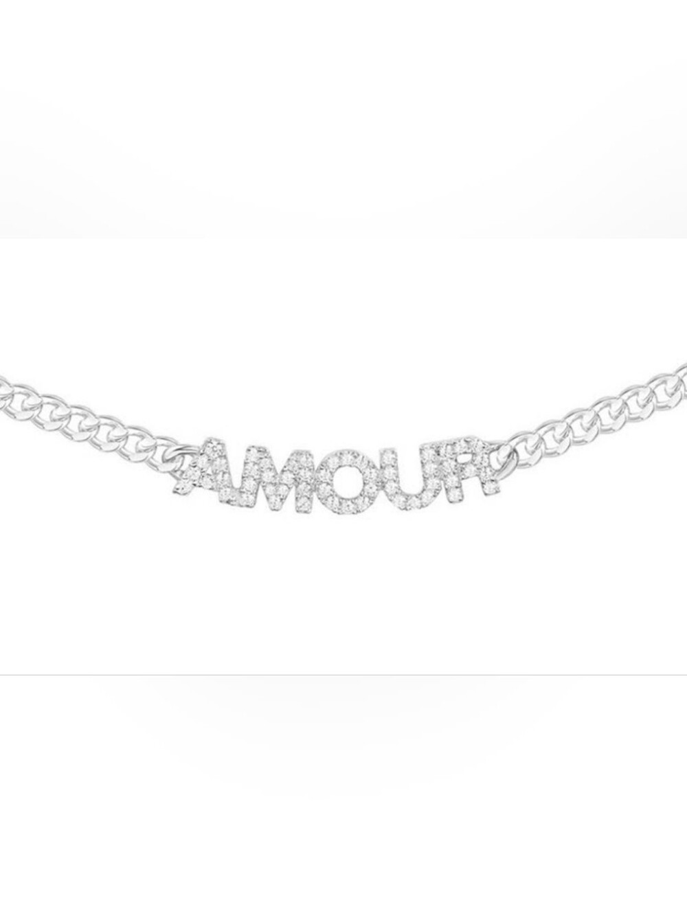 apm monaco Amour Necklace 925 Sterling Silver And Diamond 15" New